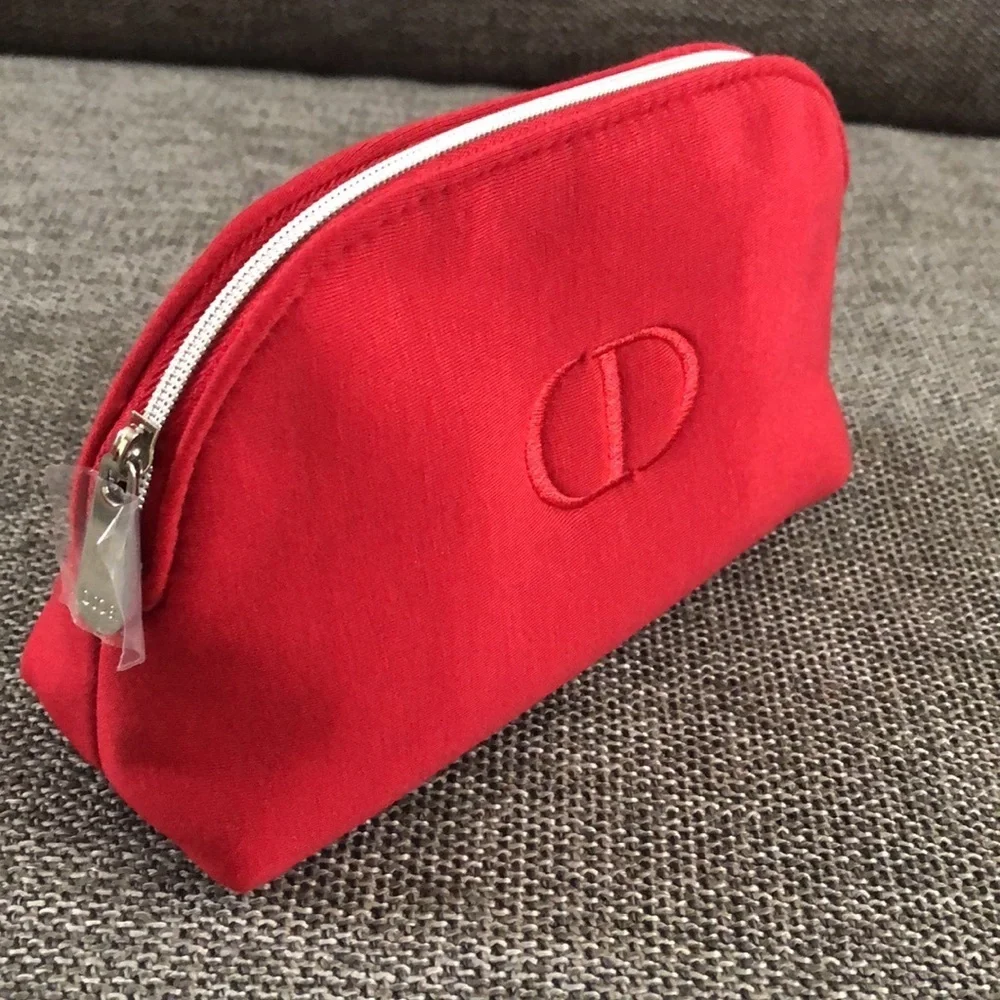 Dior Beauty Makeup Logo Small Luxury Pouch Gift Authentic Red - Picture 5 of 17
